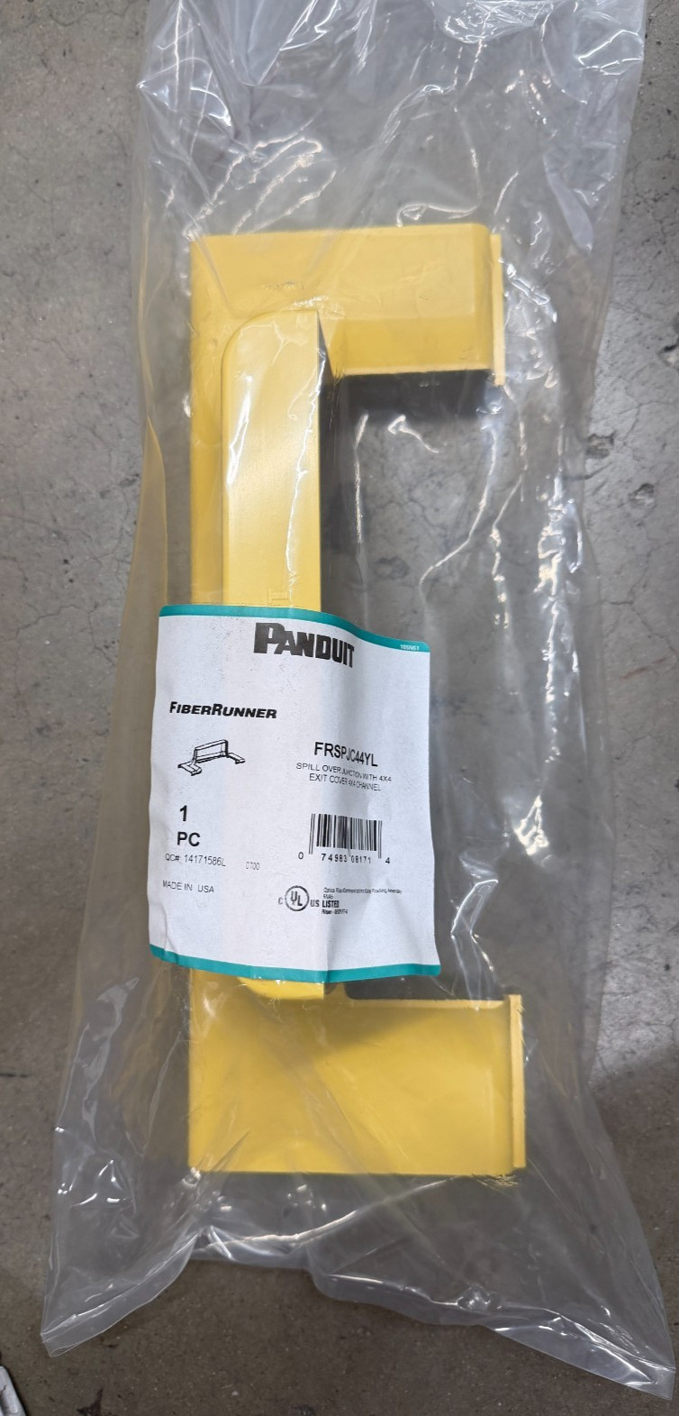 PANDUIT / FRSPJC44LYL / SPILL-OVER JUNCTION WITH 4X4 EXIT COVER, 4X4 CHANNEL