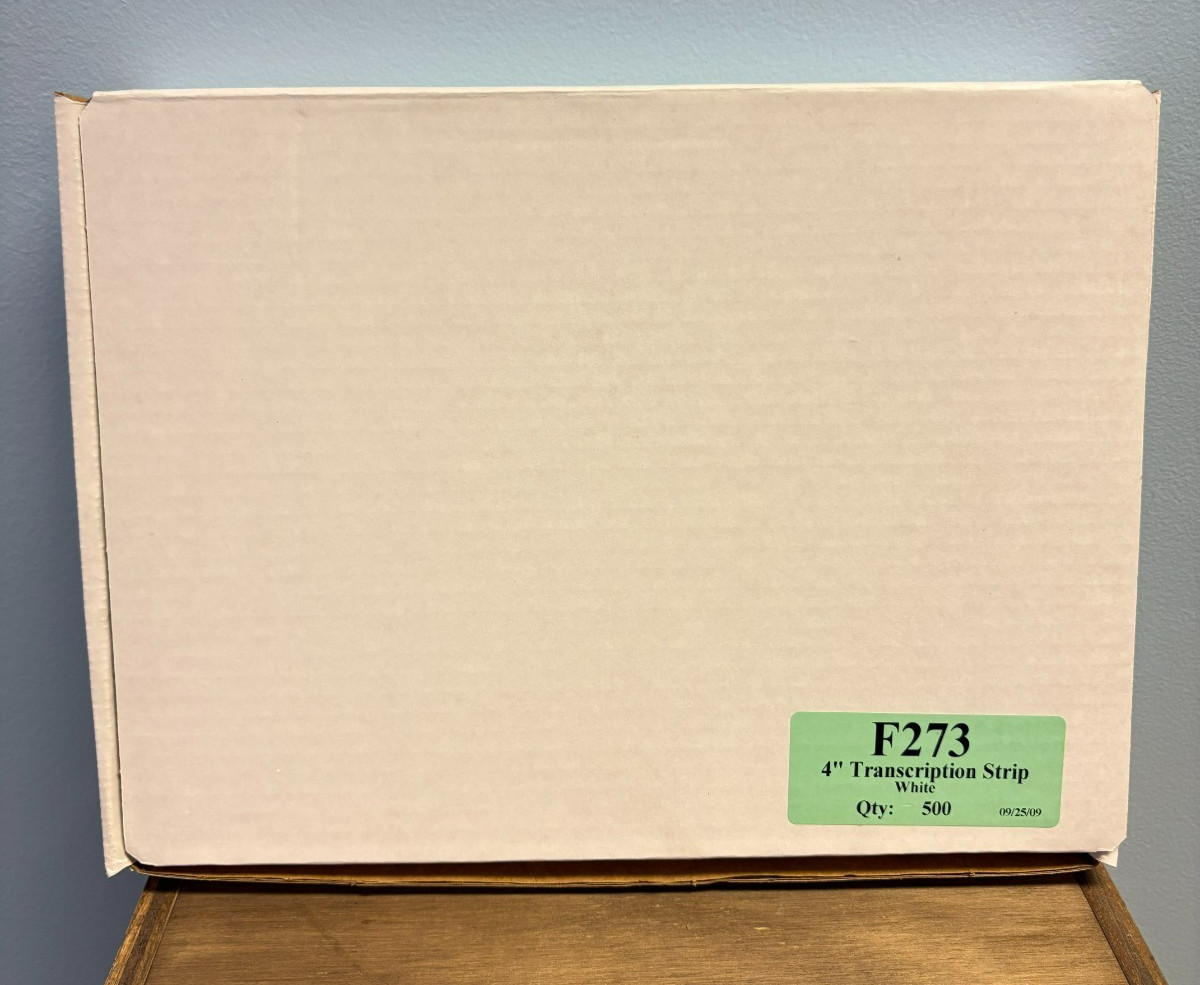 InHealth F273 4" Transcription Strip Continuous Pin Feed Paper Box of 500 NEW