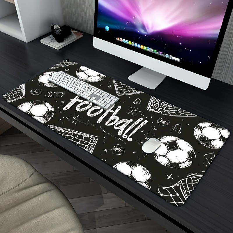 Black & White Football Sketch Computer Keyboard Mouse Pad for Sports Fan Desk