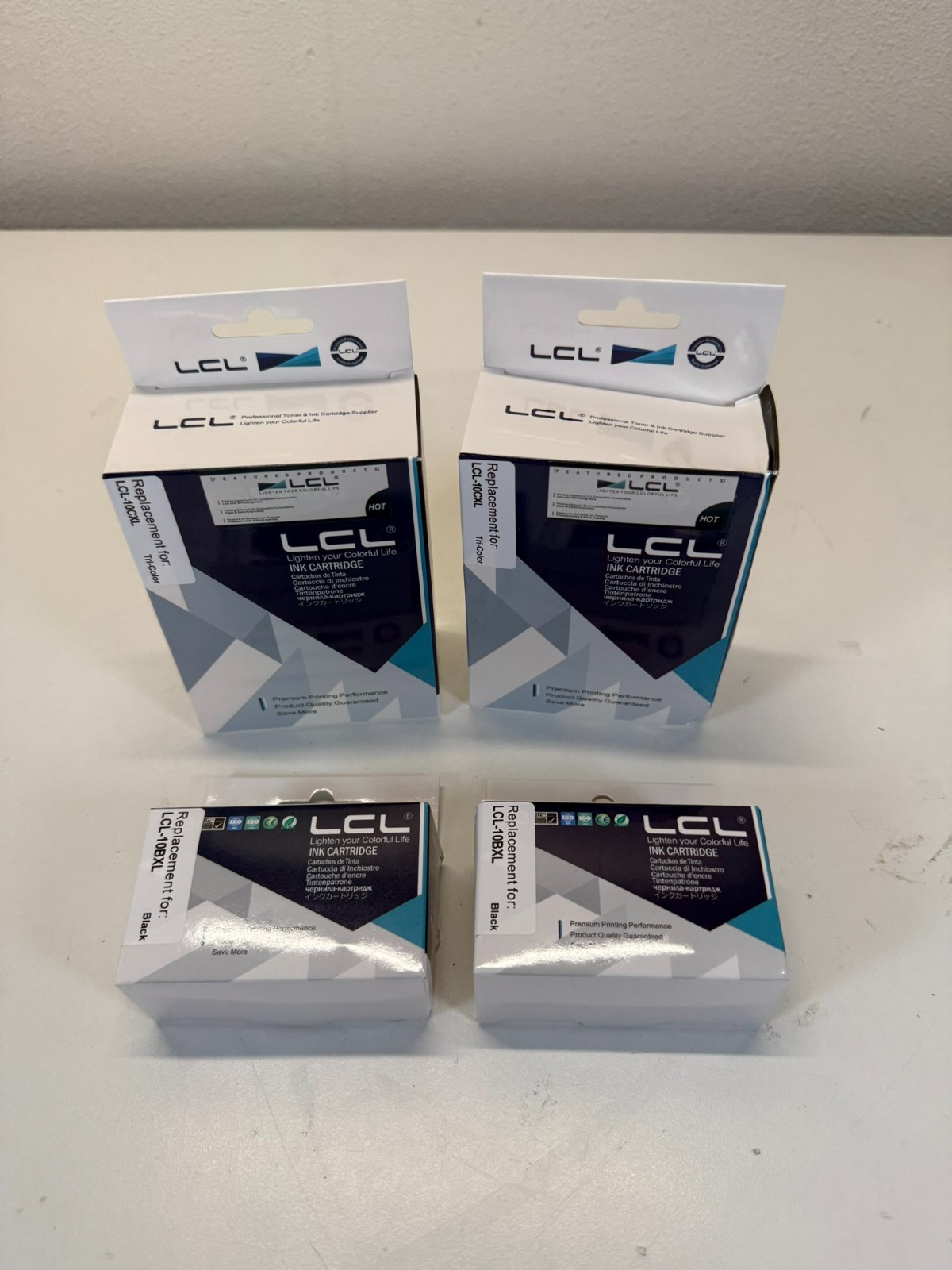 LCL Ink Cartridge Lot 4 Pack 2 Black 2 Tri-Color New Sealed