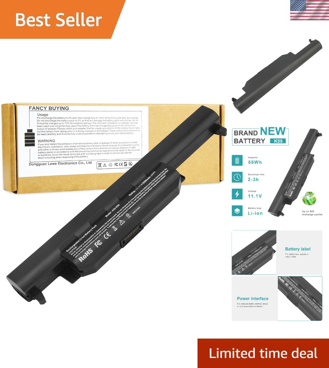 ASUS A-Series Compatible A32-K55 Lithium Battery - Lightweight & Powerful
