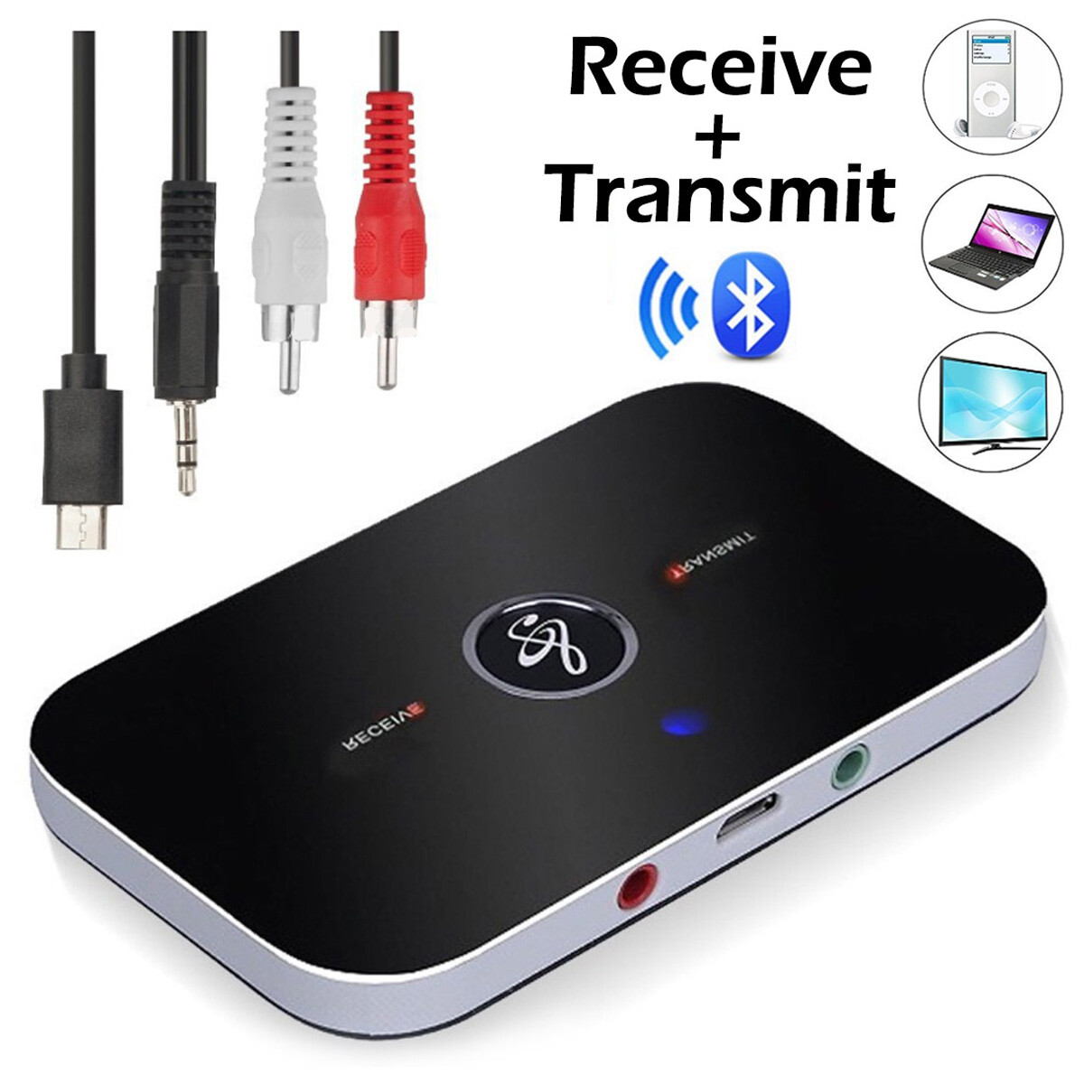 transmitter receiver 2-in-1 wireless audio adapter Rechargeable Bluetooth