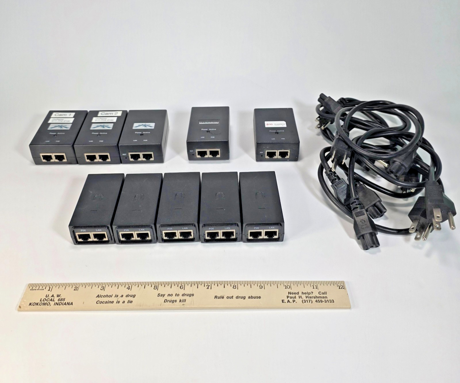 10 LOT Ubiquiti Passive PoE Injectors GP-B240-100 GP-A240-050 24V 48V + 6 Cords