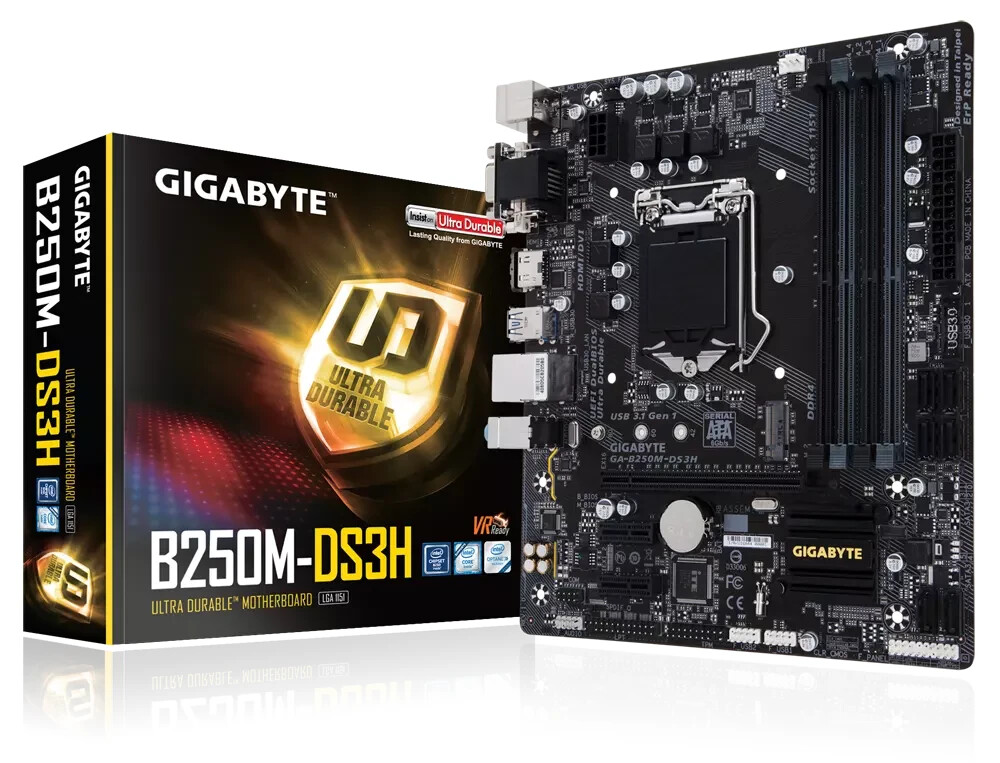 GIGABYTE GA-B250M-DS3H LGA 1151 Intel B250 HDMI Micro ATX Intel Motherboard