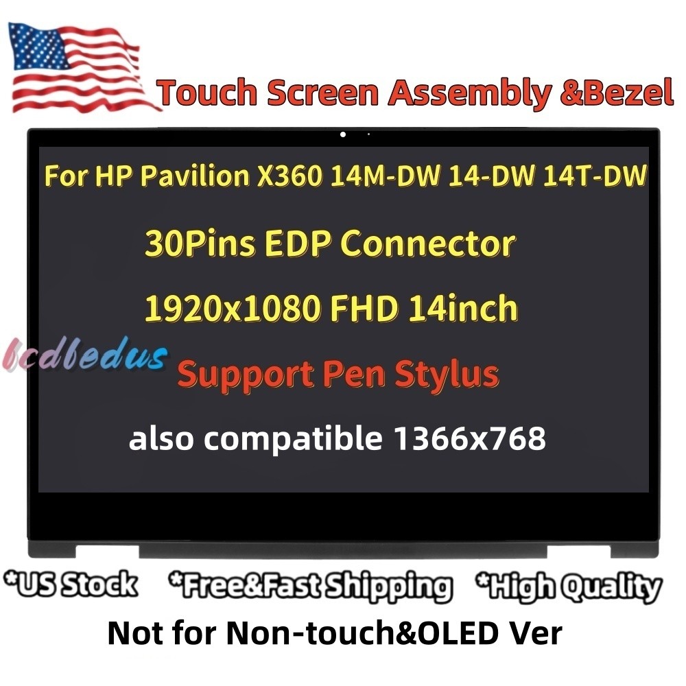 M23861-001 For HP Pavilion X360 14M-DW 14-DW 14T-DW HD LCD Touch Display Screen