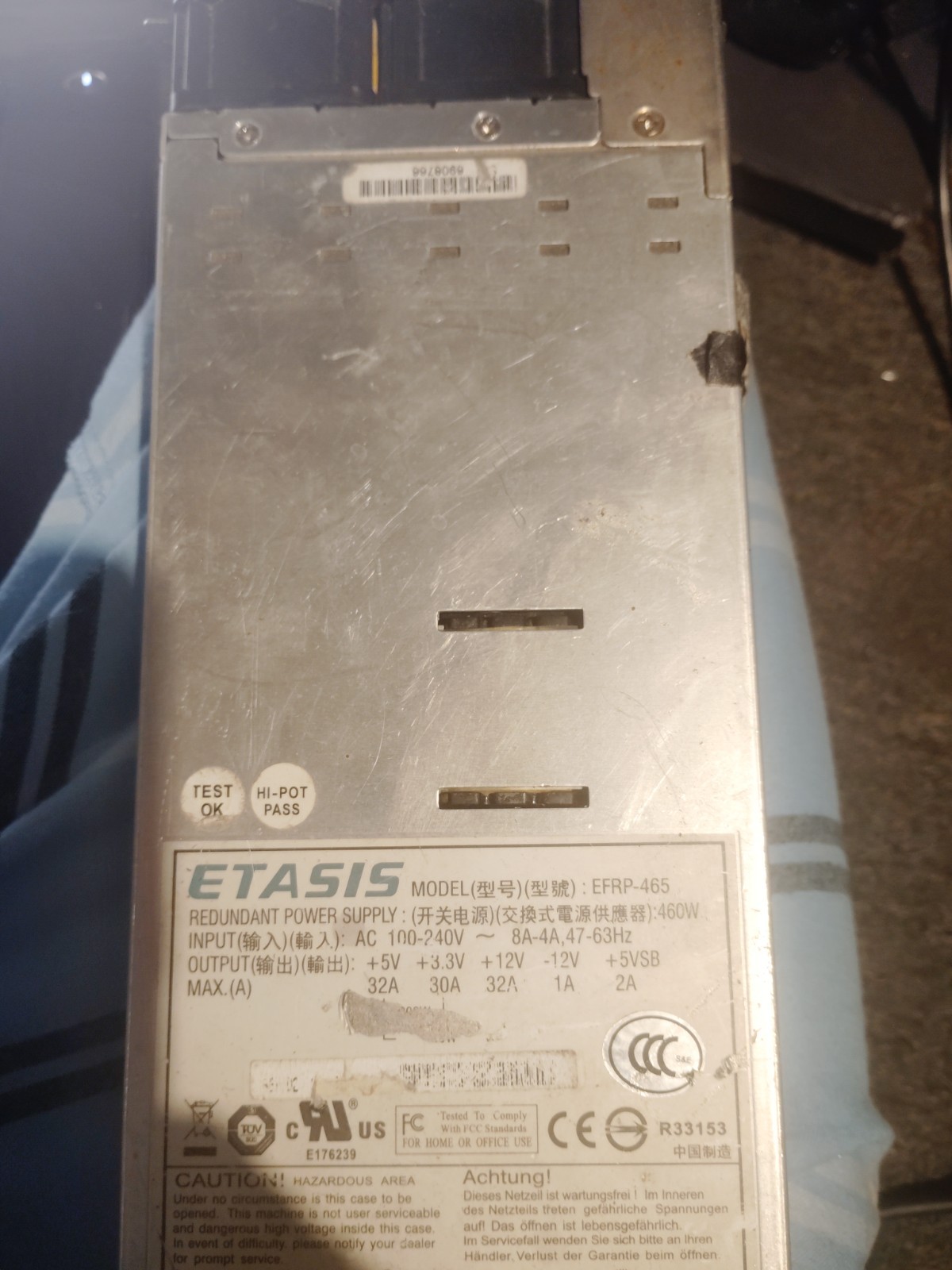 460W EFRP-465 For ETASIS Redundant Power Supply Power Tested Used