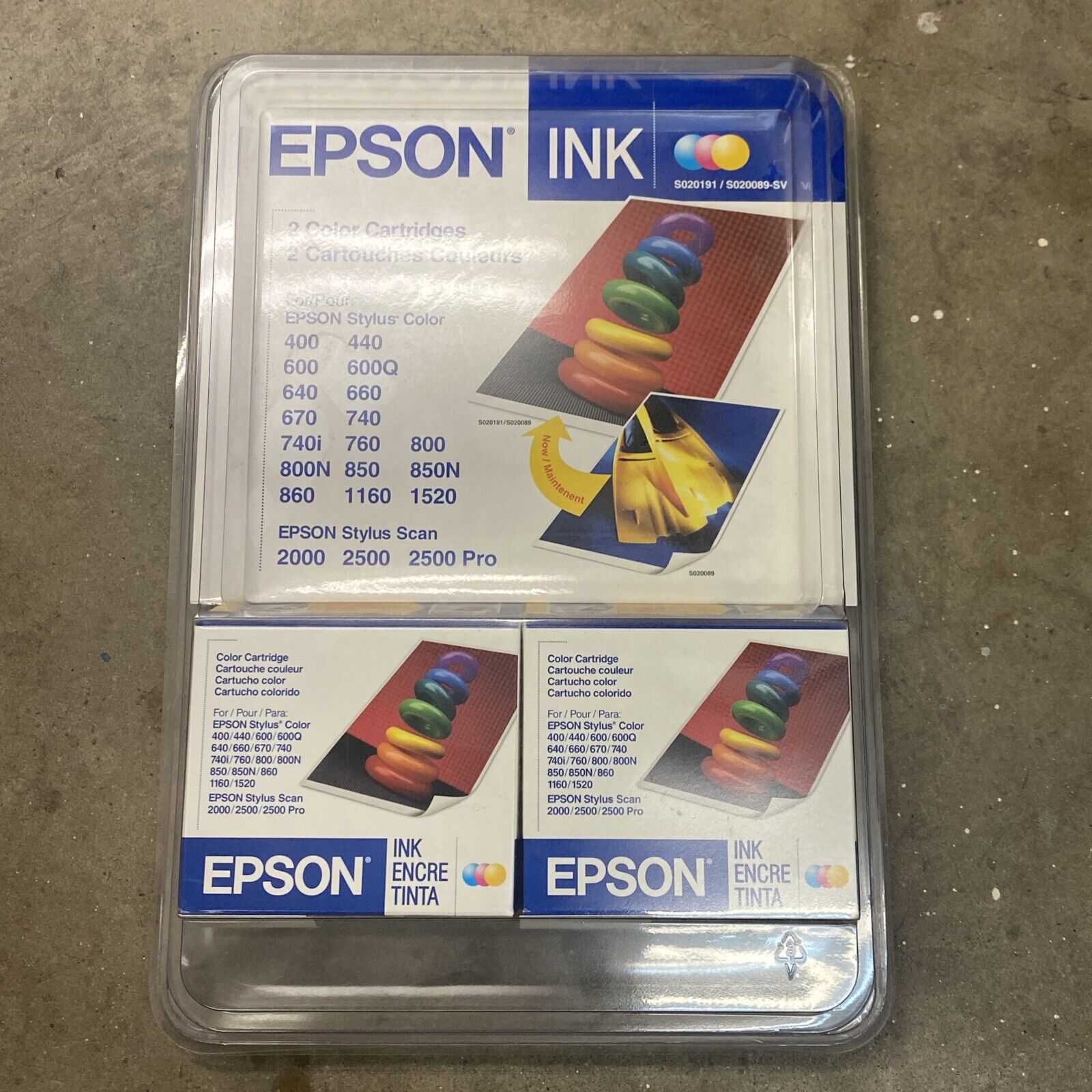 EPSON INK 2 Ink Cartridges Stylus Scan Color S020191 - S020089-SV Exp. 6-2006