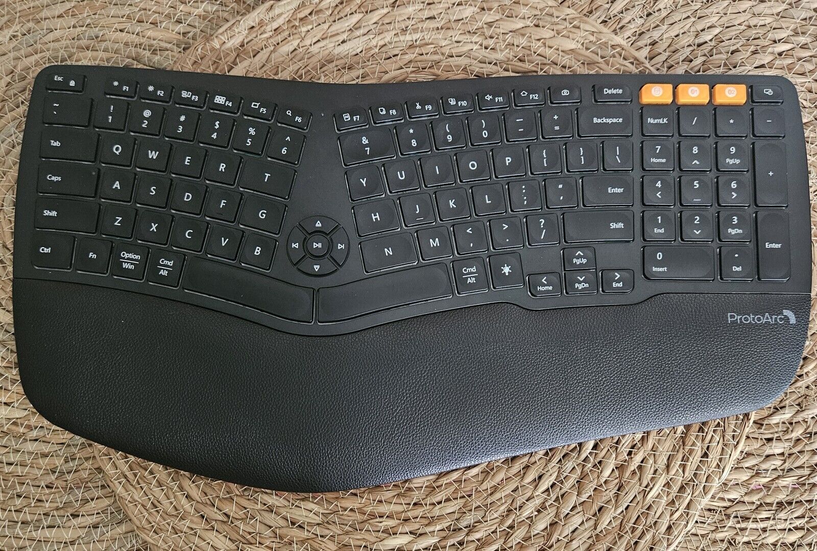 Backlit Wireless Ergonomic Keyboard, ProtoArc EK01 Bluetooth Ergo Split Black