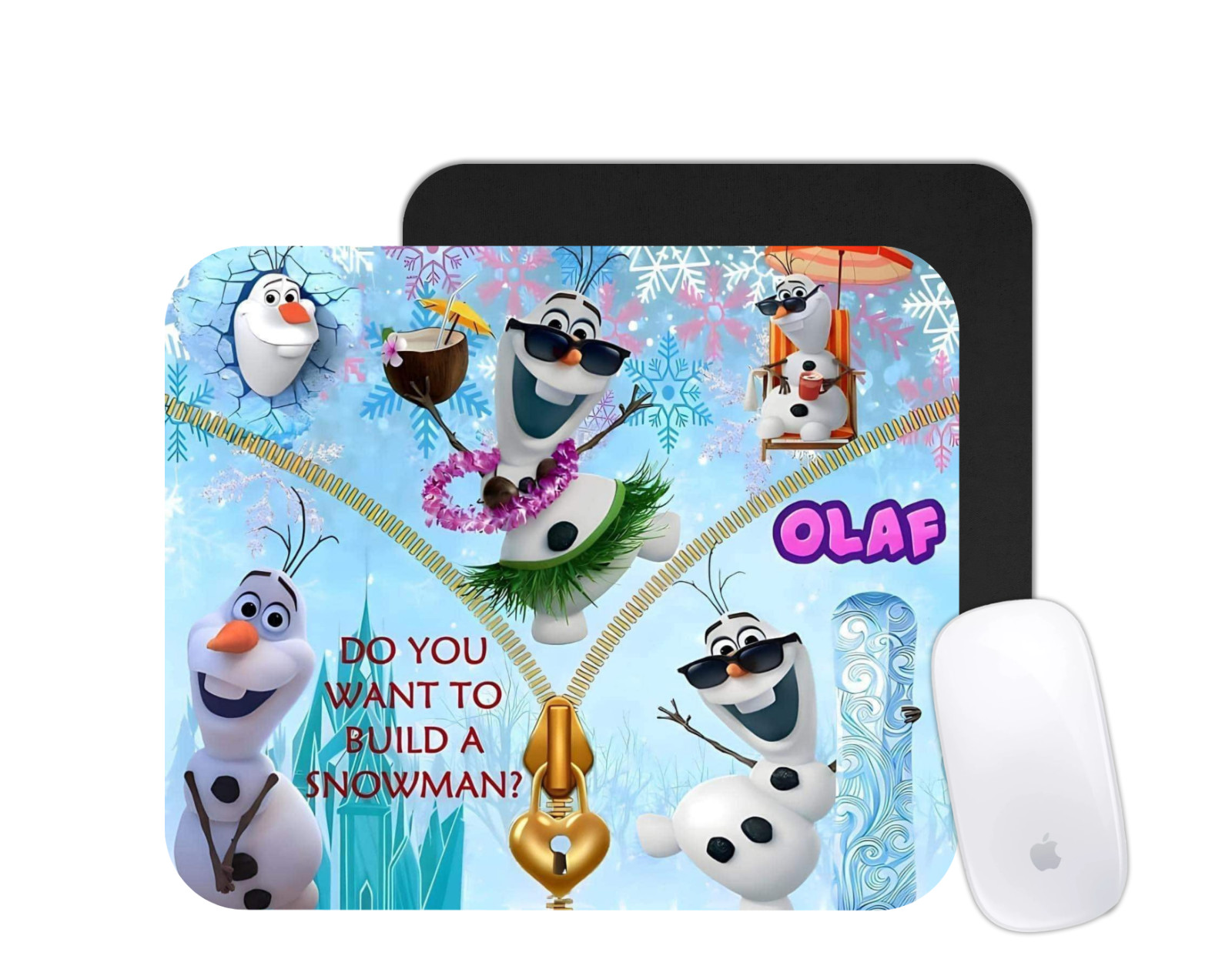 Snowman Olaf Cartoon Mouse Pad | Winter Animated Desk Mat | Custom Kids Gift