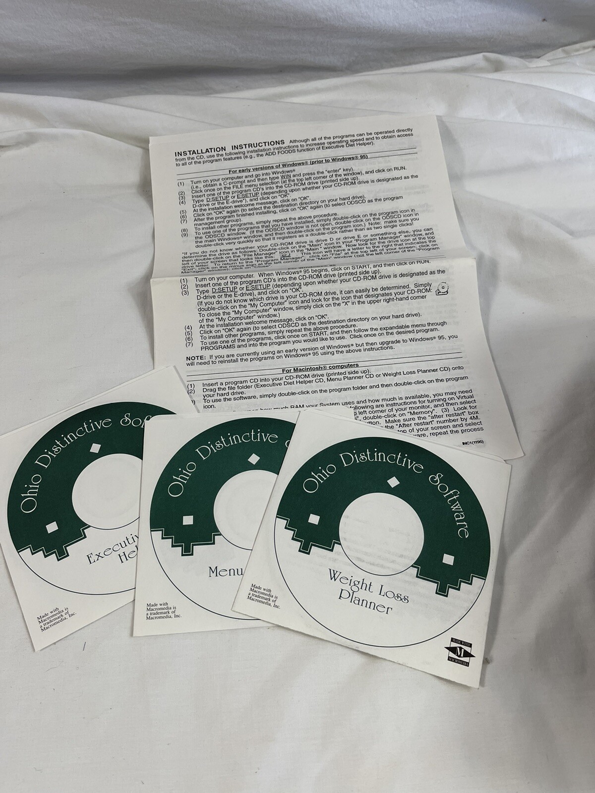 Nutrition 3 CDs PC / Mac Diet menu food plans tools Ohio Distinctive Software