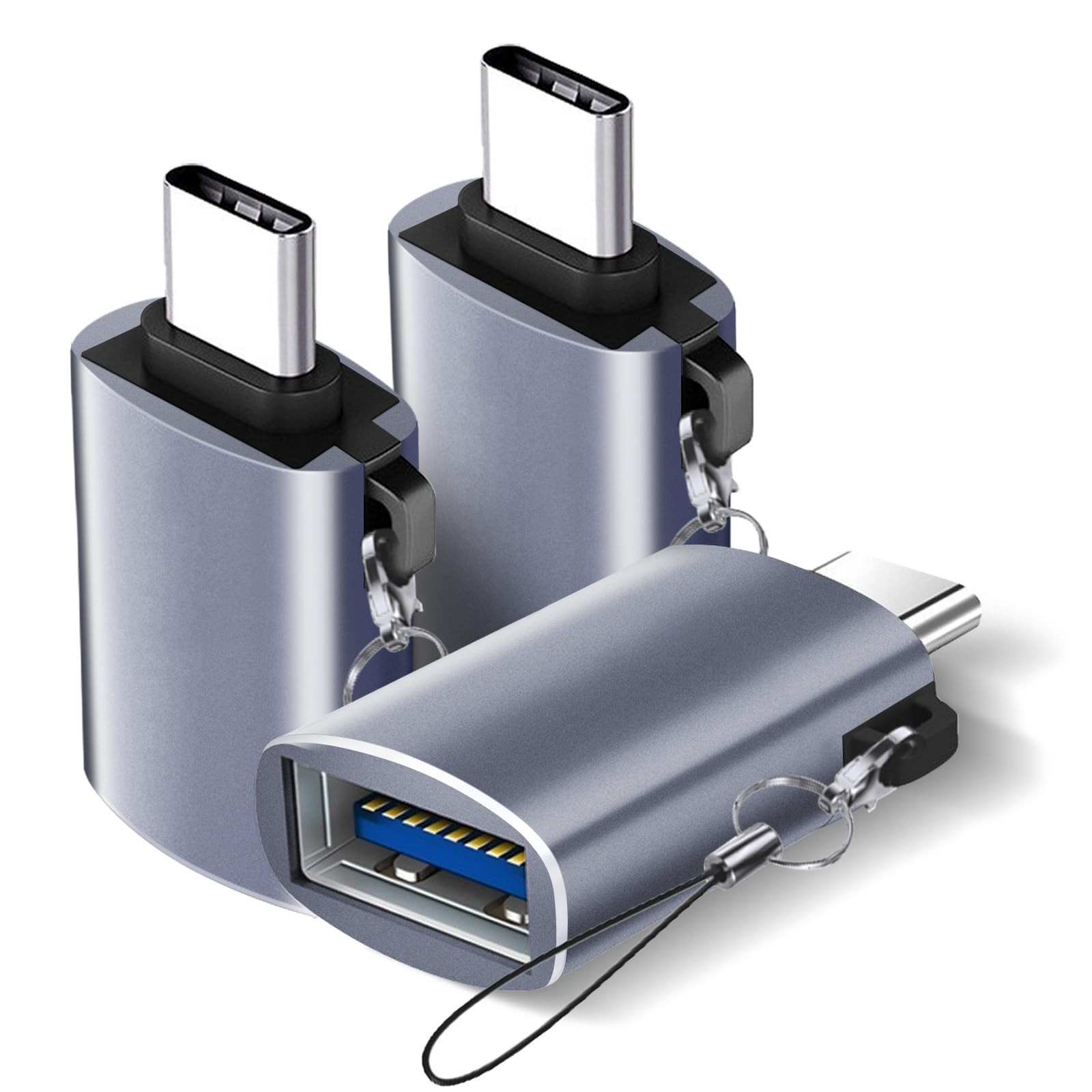 Paquete de 3 adaptadores USB C a USB A 3.0 macho a hembra