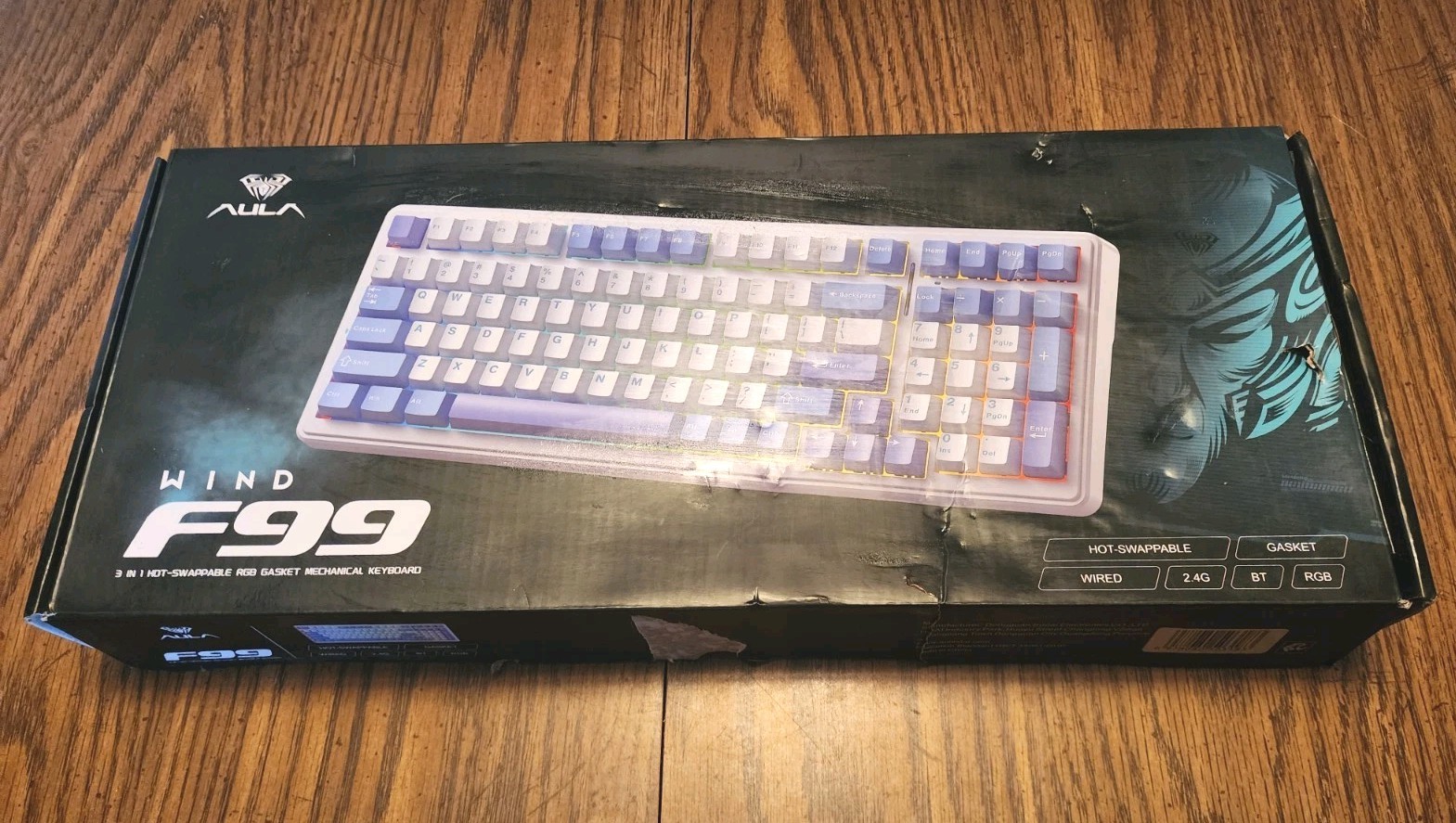 AULA F99 99-Key Wireless Mechanical Gaming Keyboard, RGB Illuminated, Tri-Mode