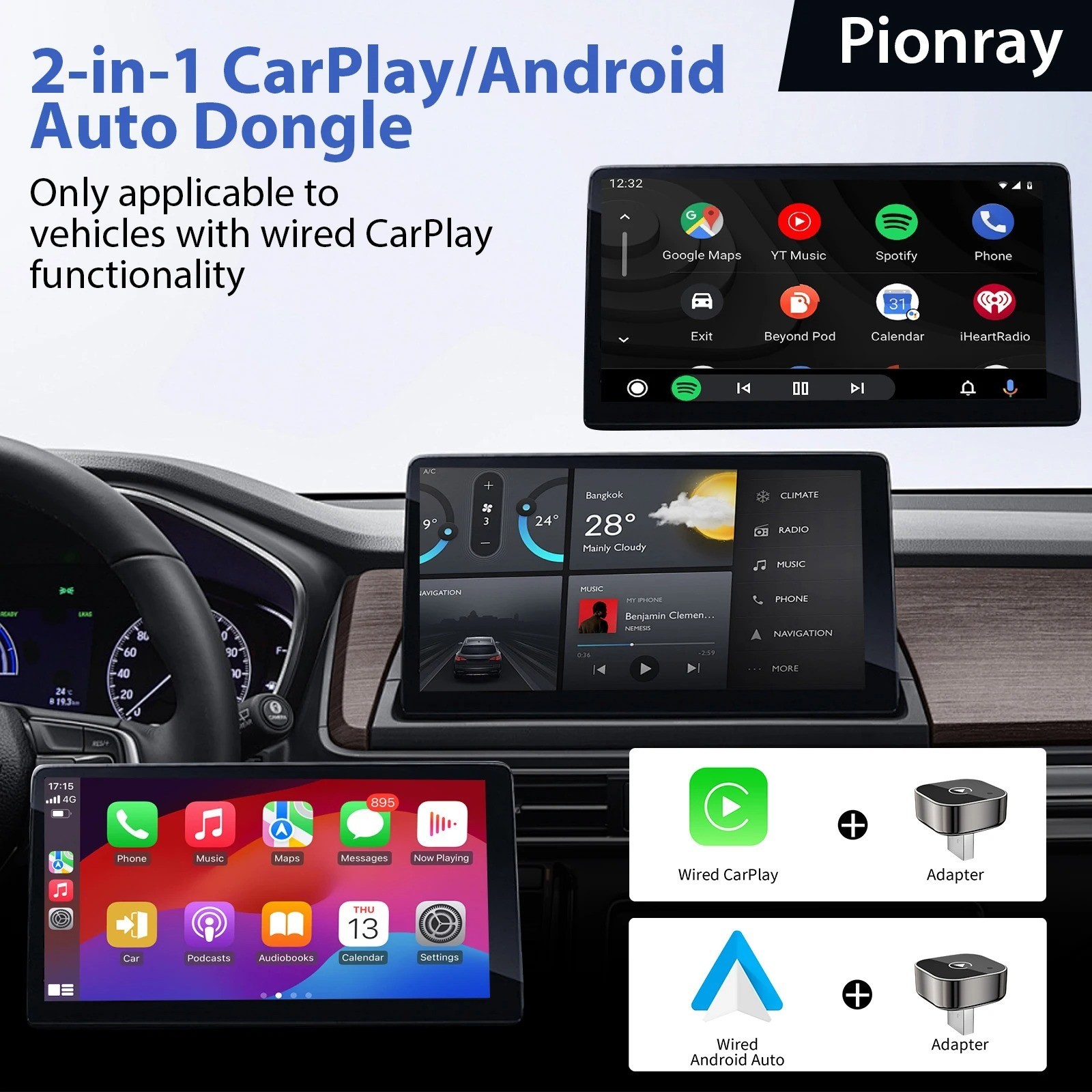 2025 USB Wireless CarPlay Adapter For iPhone Apple Wireless Dongle Plug ＆ Play