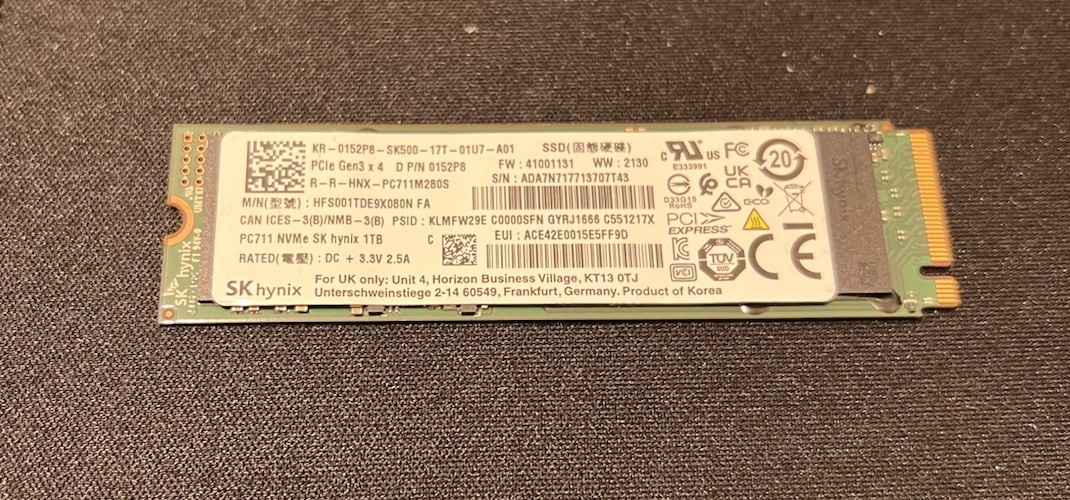 SK hynix PC711 1TB M.2 2280 NVMe PCIe Gen 3 SSD - Tested 100% Health