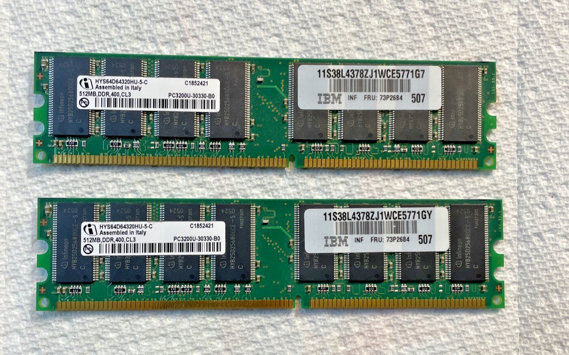 Infineon HYS64D64320HU-5-C DDR-400 CL3  PC-3200U - 512MB x2 (1 GB)