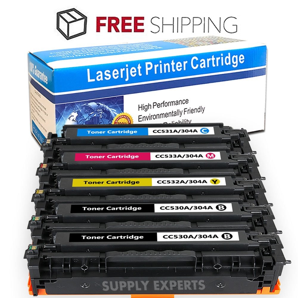 5PK Color Set Compatible For HP 304A CP2025 CM2320 CC530A CC531A CC532A CC533A