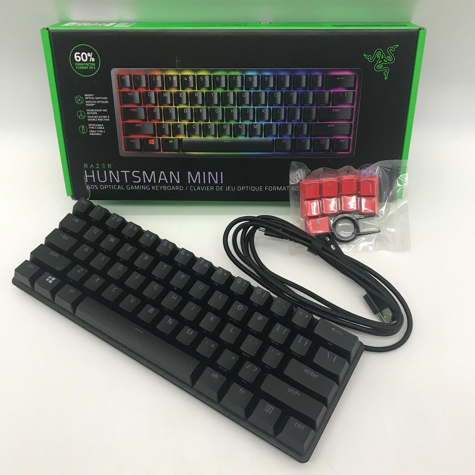 Razer Huntsman TKL Mini 60% Optical Gaming Keyboard Compact Purple Switches