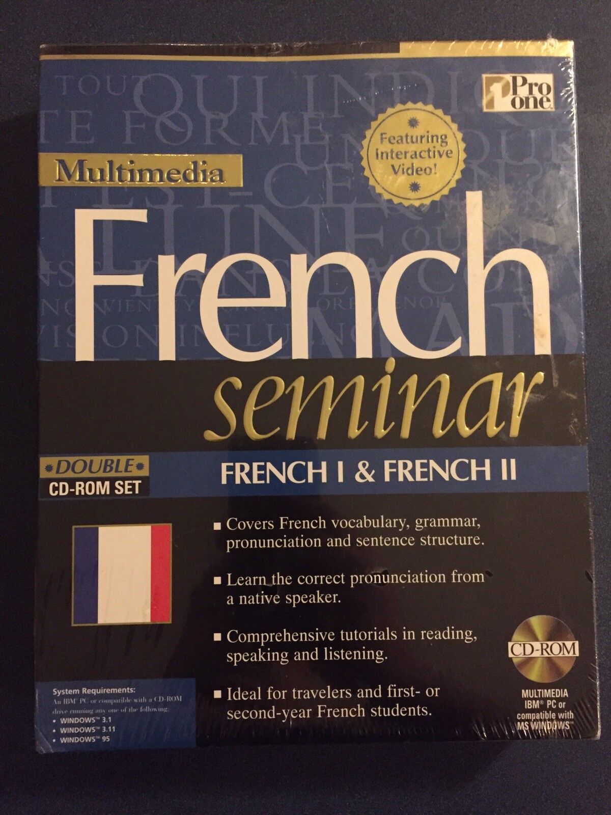 Multimedia French Seminar I and II (CD-ROM/Win 95/3.1) ProOne NEW/SEALED