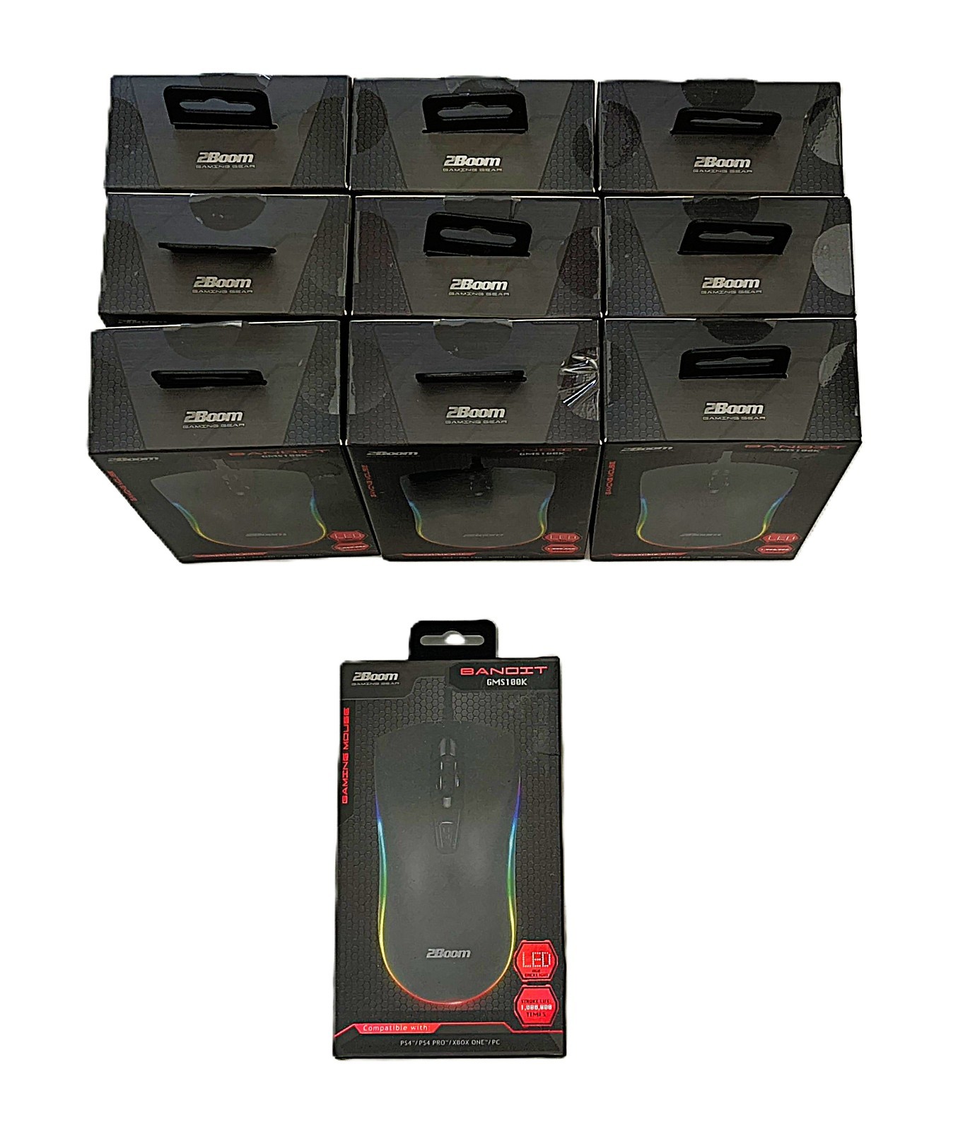LOT OF 10 LED GAMING MOUSE 2BOOM BANDIT GMS100K