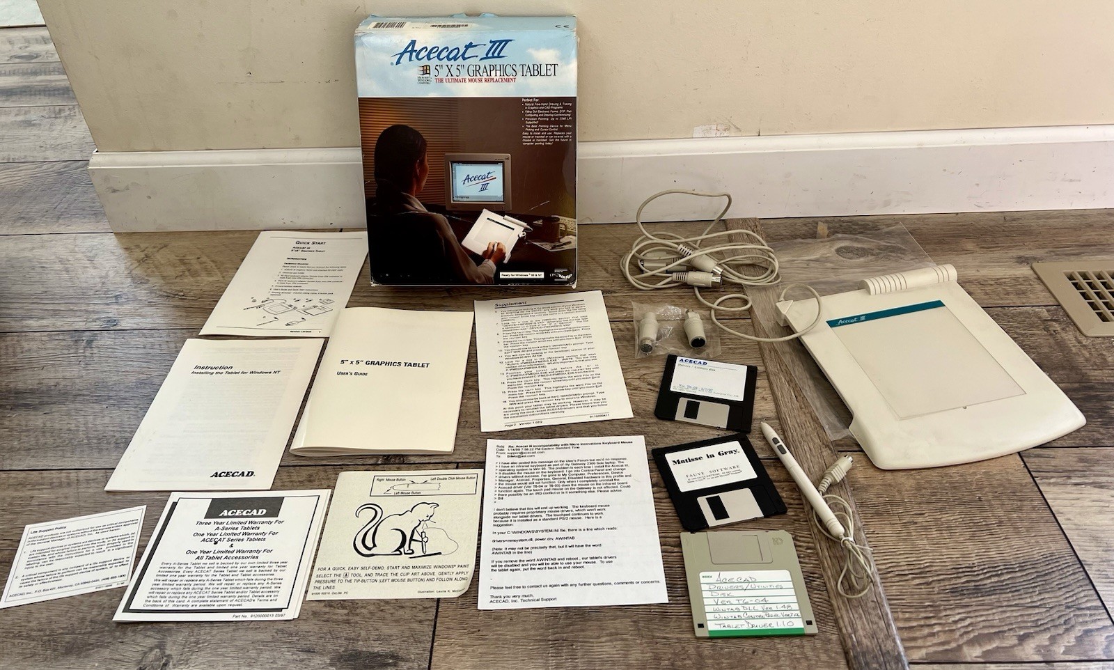 Vintage Acecad Acecat III 5"X5" Graphics Tablet - NOT TESTED