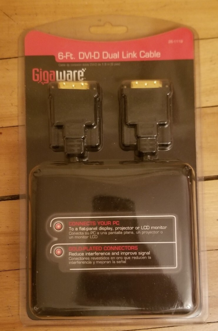 Gigaware 6-ft DVI-D Dual Link Cable Gold Plated, Black #26-1119