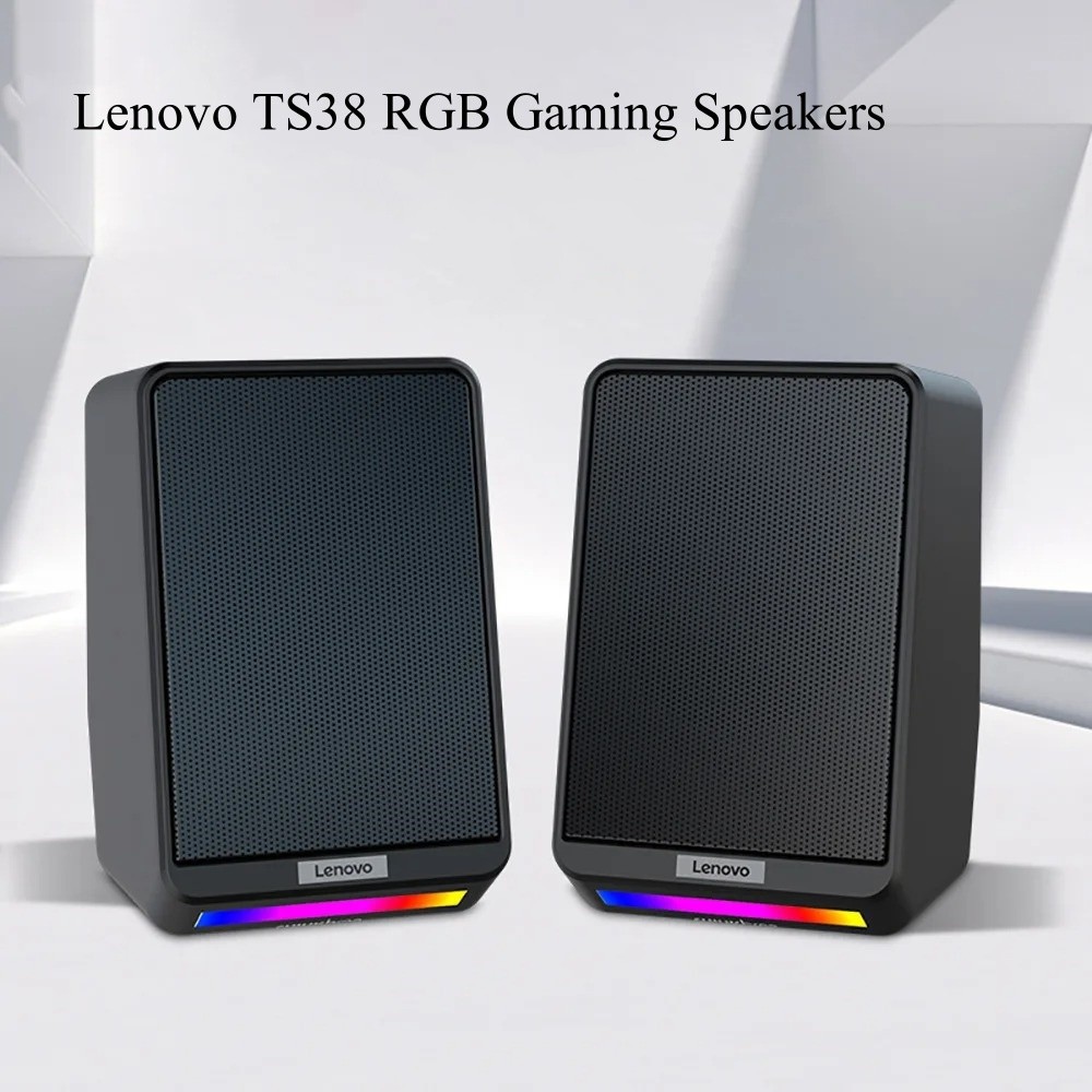 Original Lenovo Thinkplus TS38 2.0 Wired Desktop AUX Speakers W/RGB Lighting 