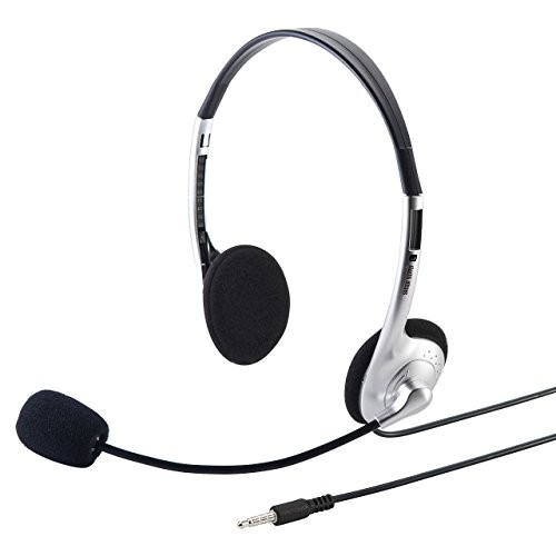 Sanwa Supply Tablet Headset 3.5mm Mini Plug 4-pole Dual Ear Type Silver