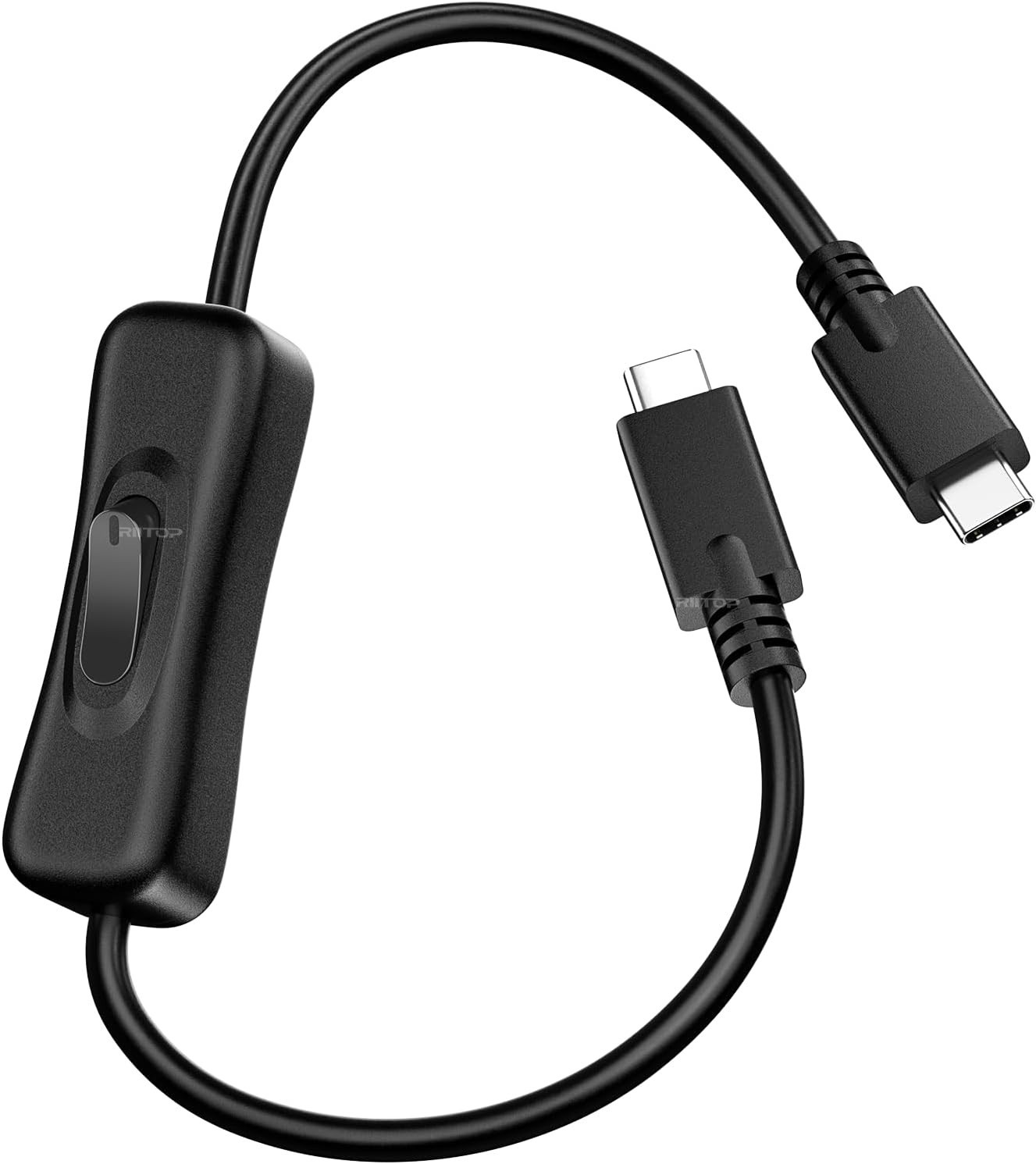 USB C to C On Off Switch Cable 10Gbps 1ft, Video/Data/PD Fast Charging 20V 3A