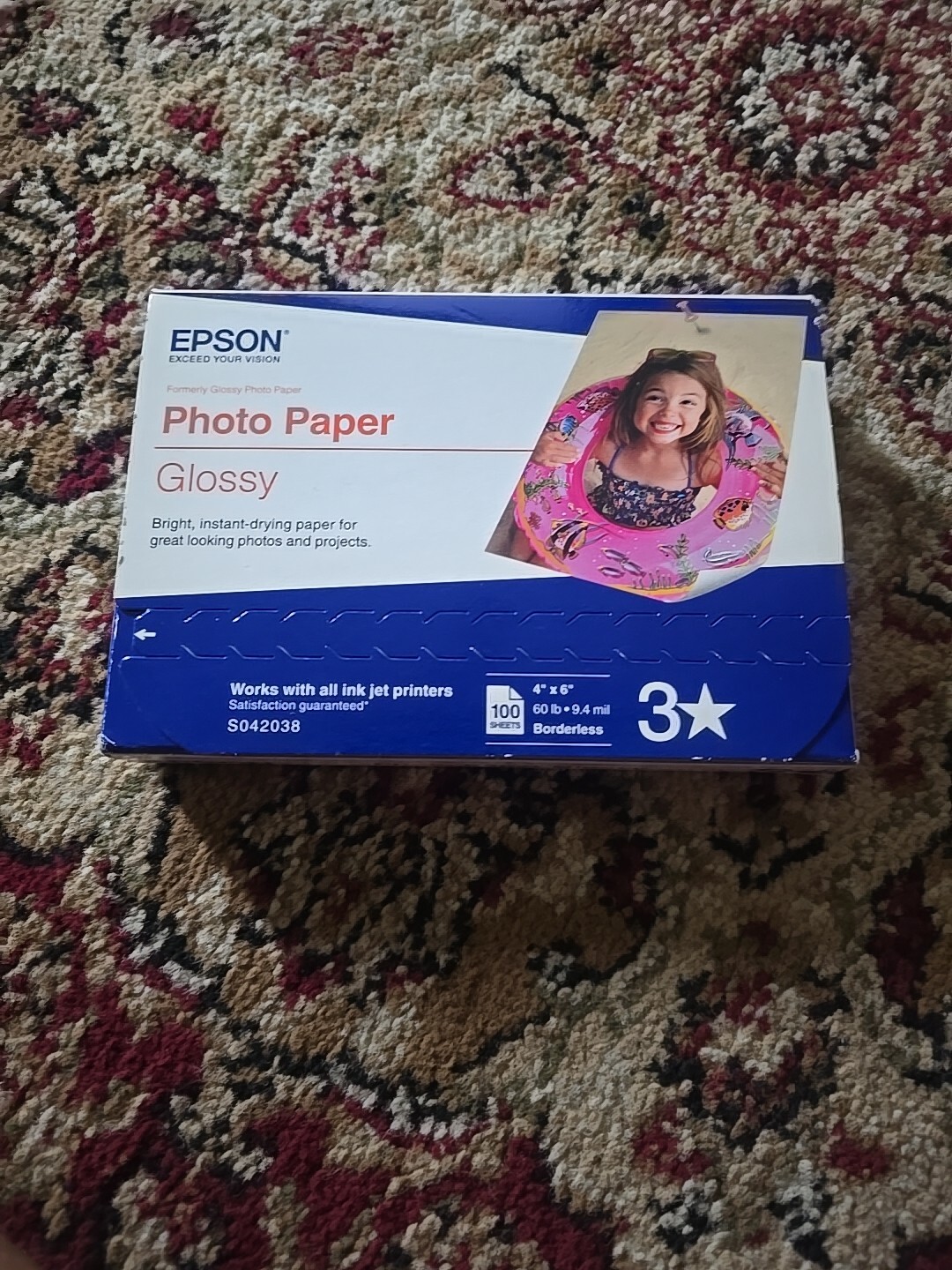 Epson S042038 Ink Jet Glossy Photo Paper - 100 Sheets, Sealed 4x6” - New