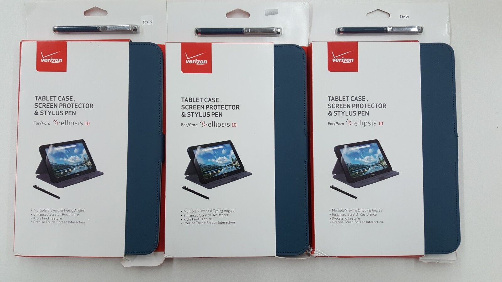 Lot of Ellipsis 10 Tablet Bundle Case Stylus Pen Blue Verizon OEM x3 x5 x10