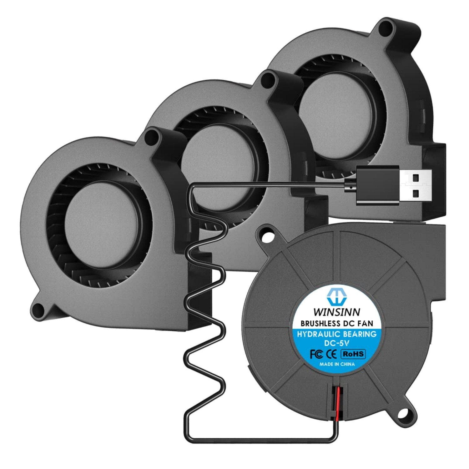 Ultra-Compact 50mm USB Blower Fan - 4500 RPM, Perfect for DIY Cooling Projects