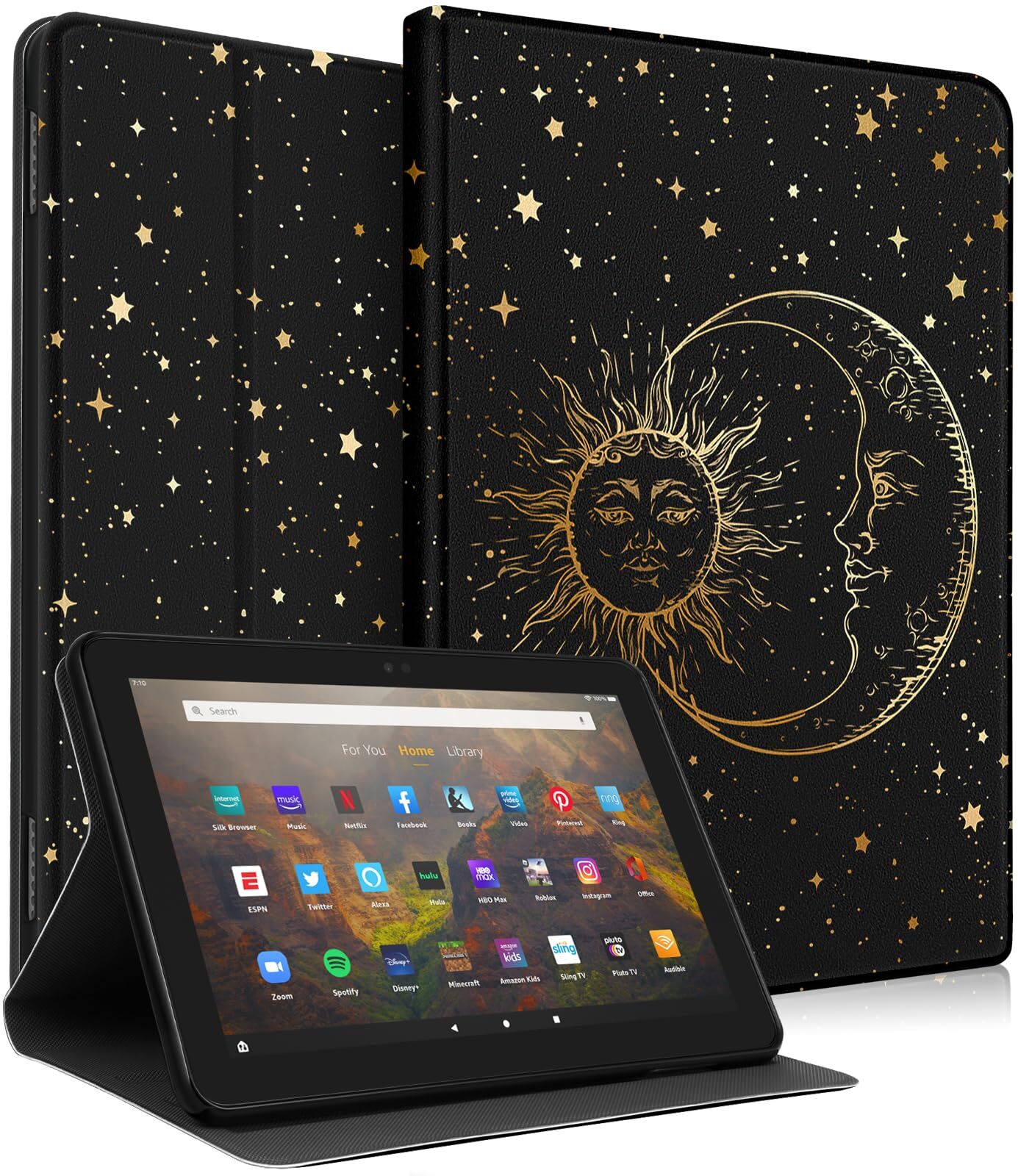 Kindle Fire HD 8/8+ Tablet Case 10th/12th Generation Sun Moon Stars Case