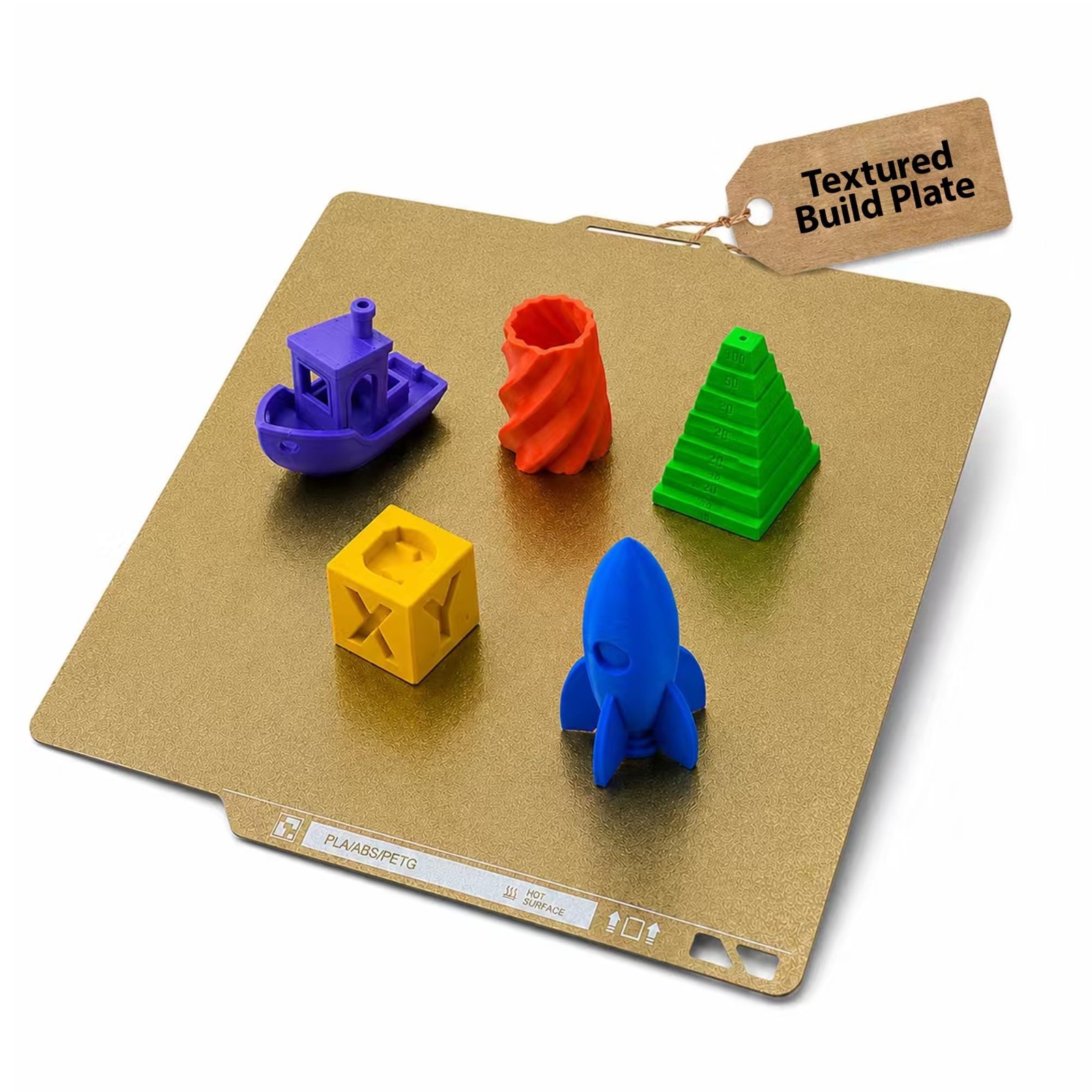 Double-Sided Textured PEI Build Plate with QR Code for 3D Printers, 257x257 mm