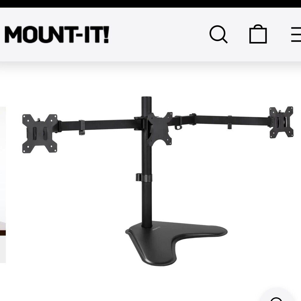 Mount It Triple Monitor Stand 19 inch to 27 inch Screen Sizes