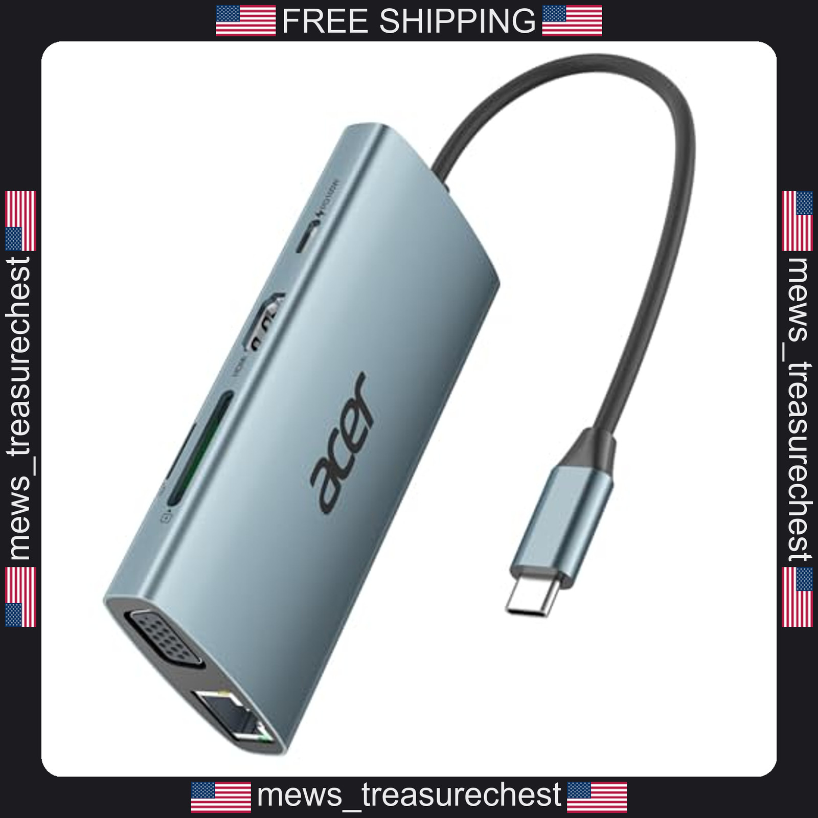 USB C Hub with 4K HDMI, VGA, Ethernet, 3 USB 3.0 Ports, SD Card Reader