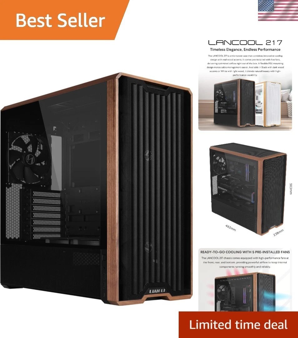 LANCOOL 217 Mid-Tower ATX Case - 5 Pre-Installed Fans & PSU Flexibility