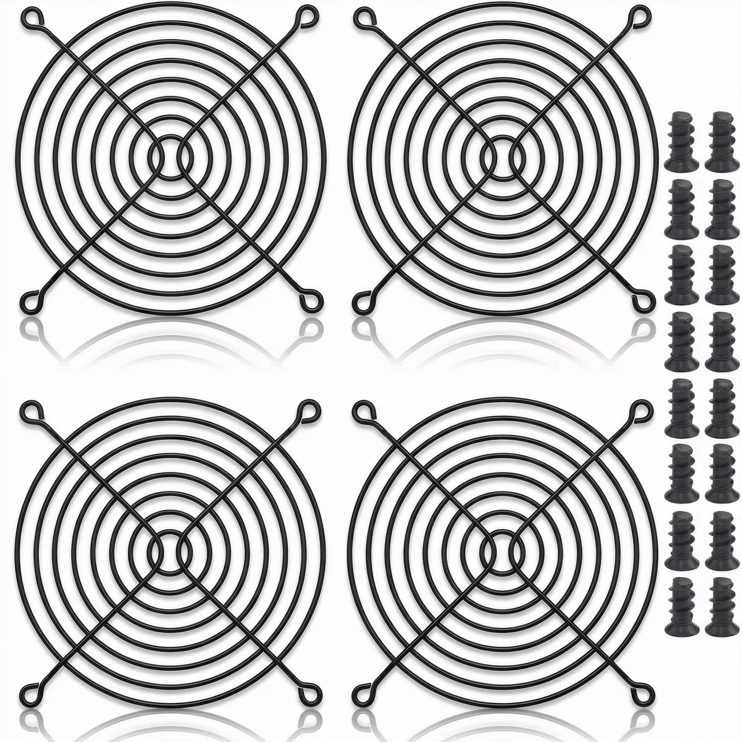 Easycargo 4Pcs 120Mm Fan Grill Guard Black with Screws