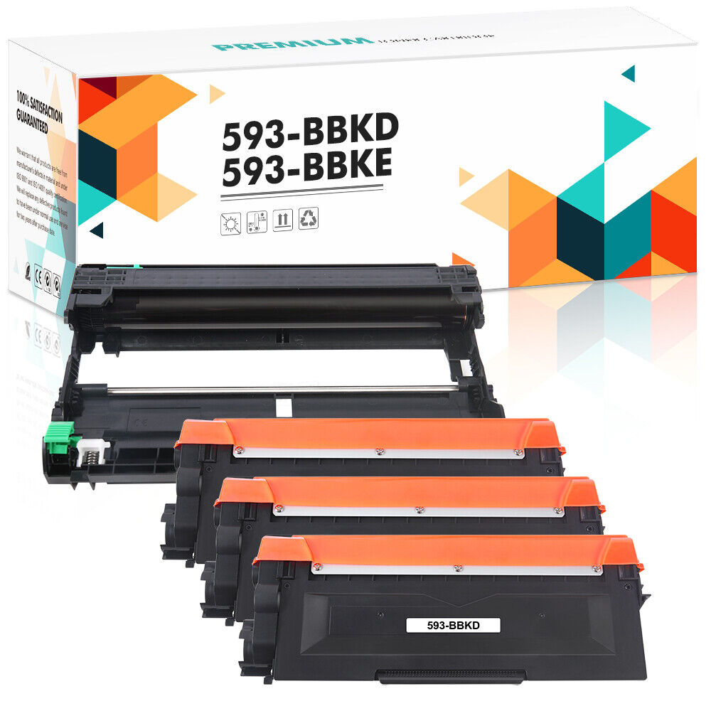 4-Pk/Pack 1-Drum +3-Toner Compatible For Dell E310 E515DN E515DW E514DW 593-BBKD