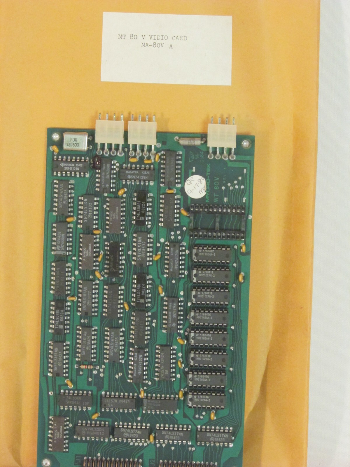 Vintage Mycro-Tek MT 80 V Video Card MA 80V A