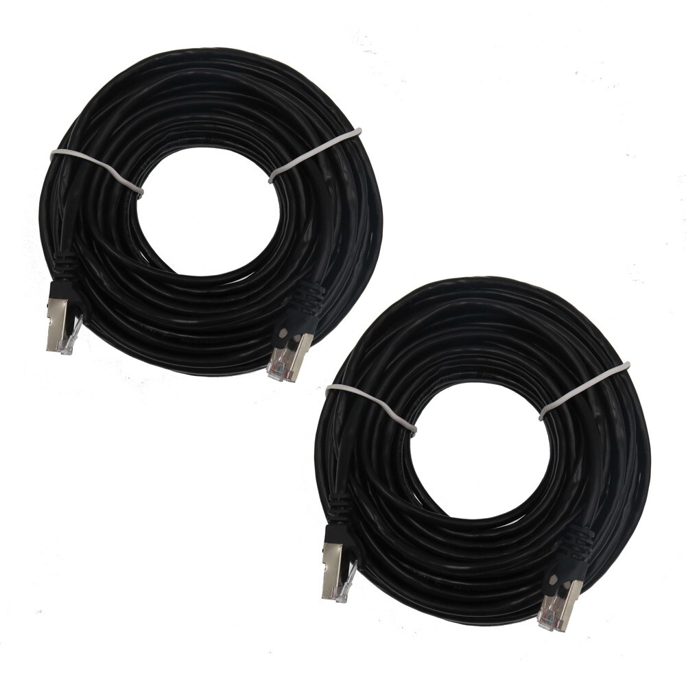 2 x Black 60ft Cat5e RJ45 Cat5 Ethernet Network Cable for Routers, Computers,DVR