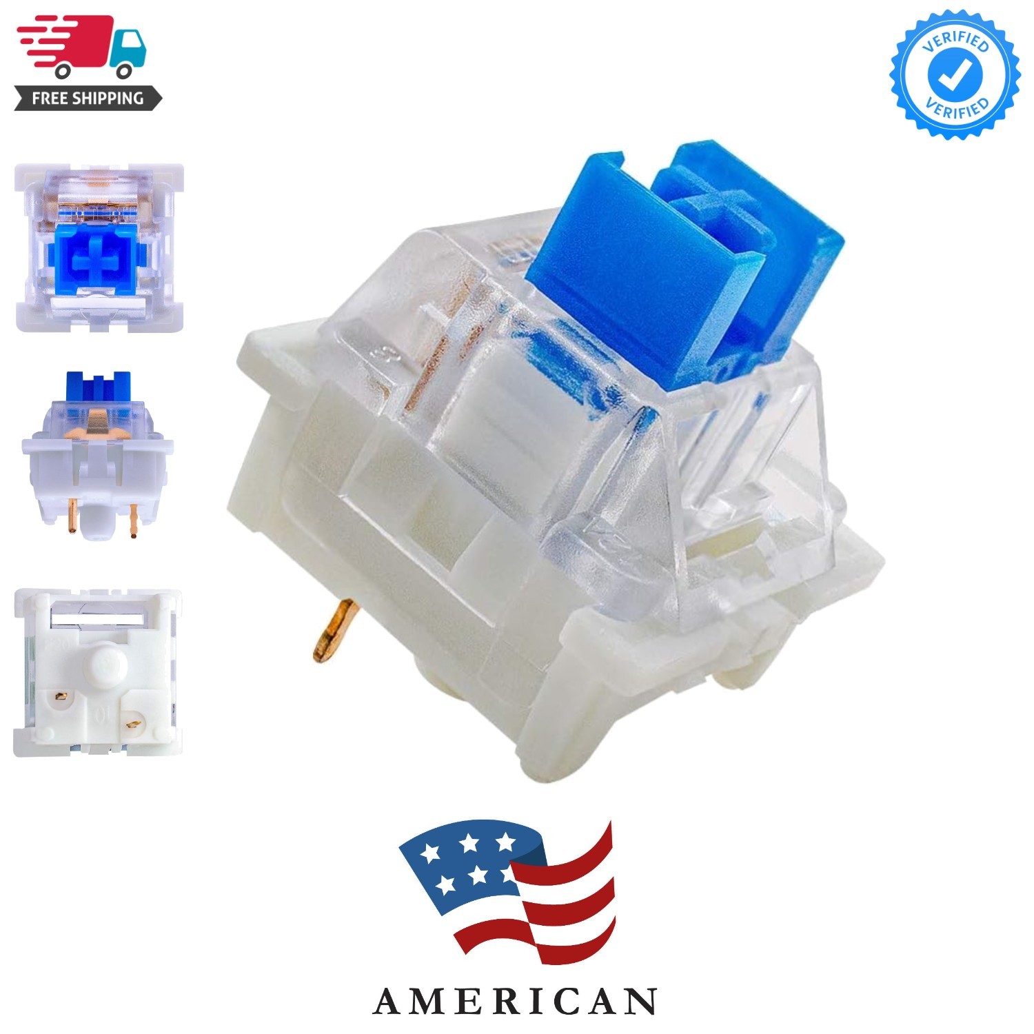 Blue Switches 20 Pack, 3 Pin/Clicky Tactile 50gf/Dustproof/RGB Key Switches -...