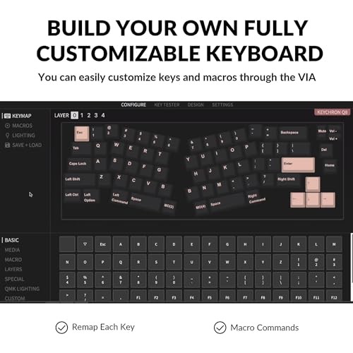 KEYCHRON Q8 (ALICE LAYOUT) QMK CUSTOM MECHANICAL KEYBOARD - NAVY -  NAVY BLUE