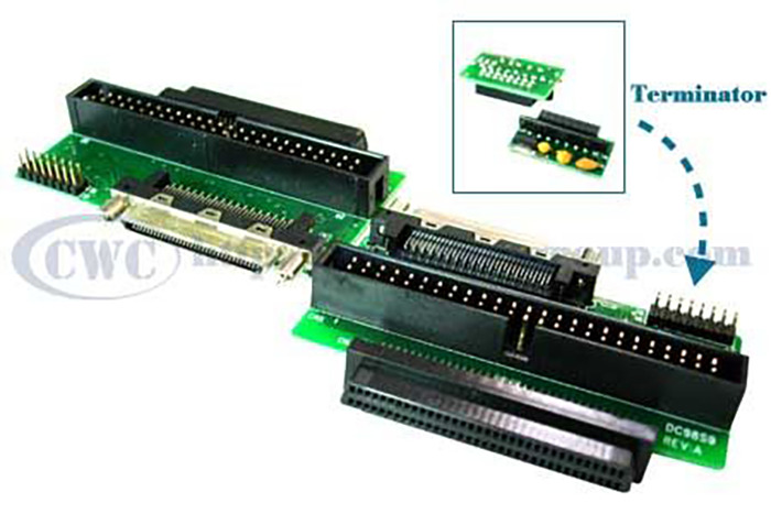 SCSI Adapter VHDCI 0.8mm to 68Pin Female & IDC 50Pin Male with Terminator