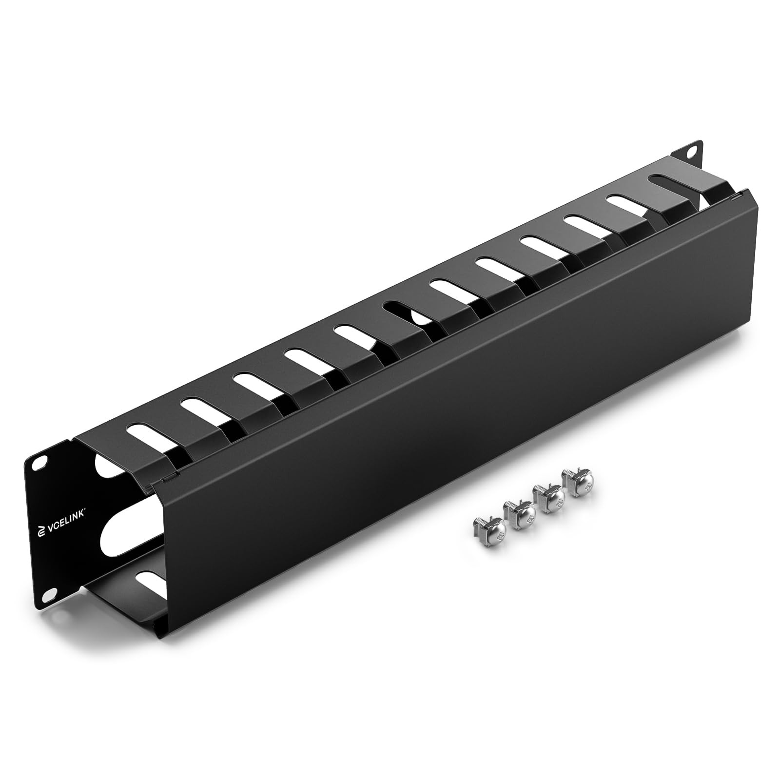 1 Pack All-Metal 2U Server Rack Cable Management 12-Slot Horizontal Carbon