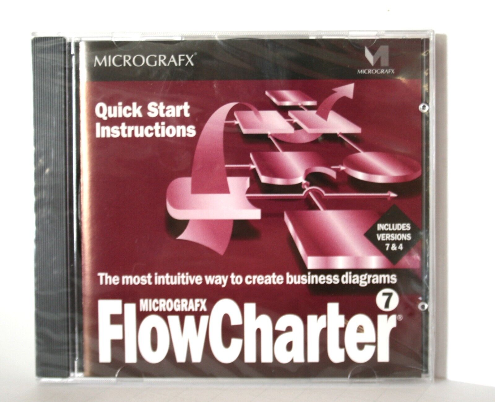 Micrografx Flowcharter 7 (includes v.4 & v.7) Win PC CD ROM NEW SEALED 