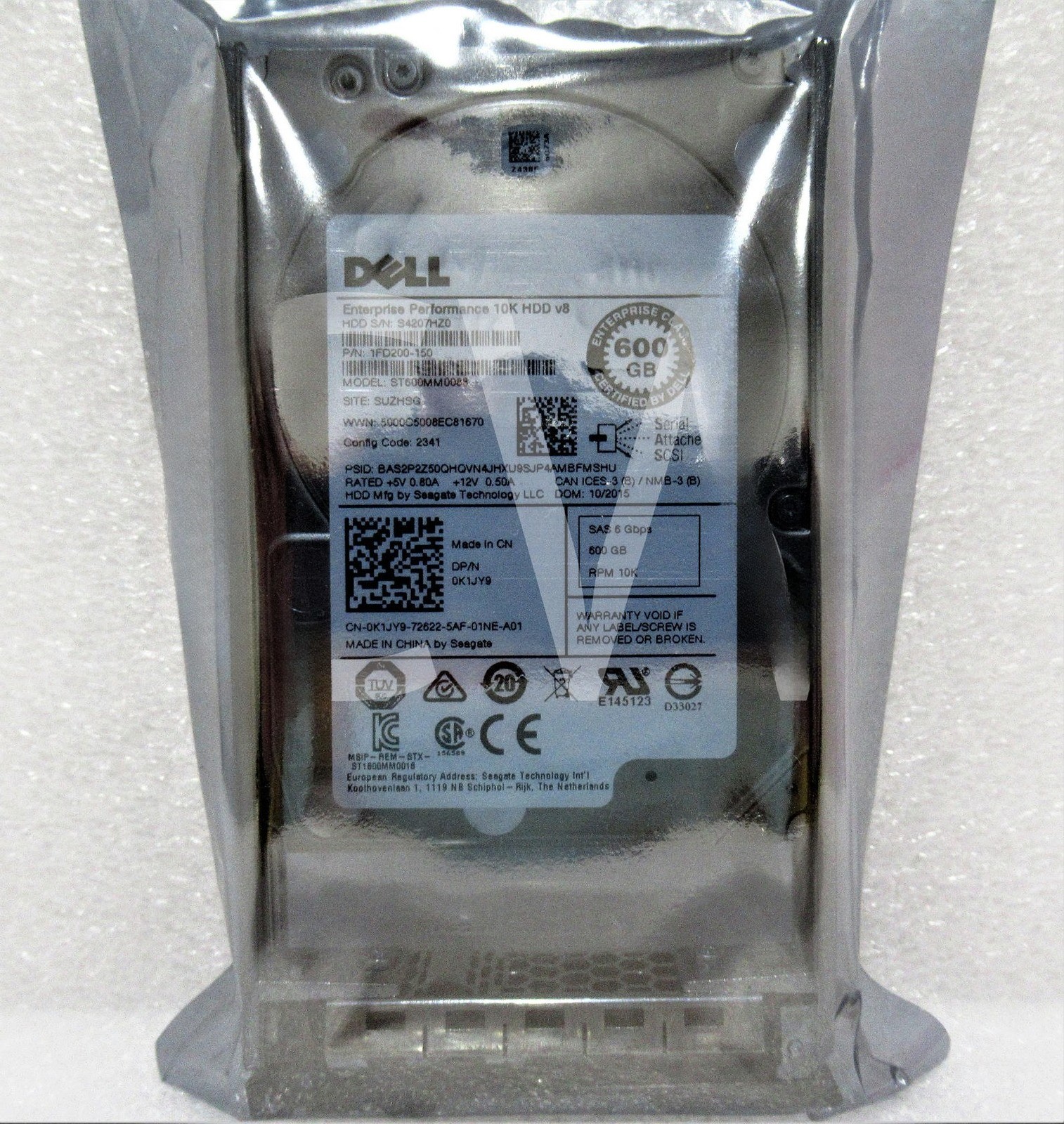 K1JY9 0K1JY9 Dell Enterprise 600GB 10K RPM 6Gbps 2.5" SAS HDD Hard Drive