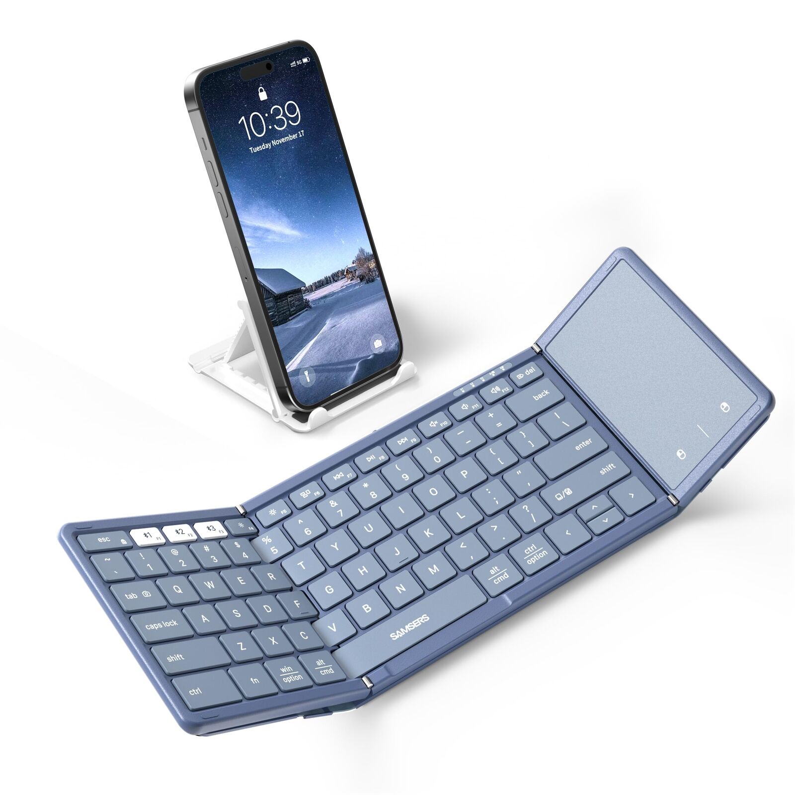 Samsers Foldable Bluetooth Keyboard with Touchpad, Full-Size Wireless Folding...