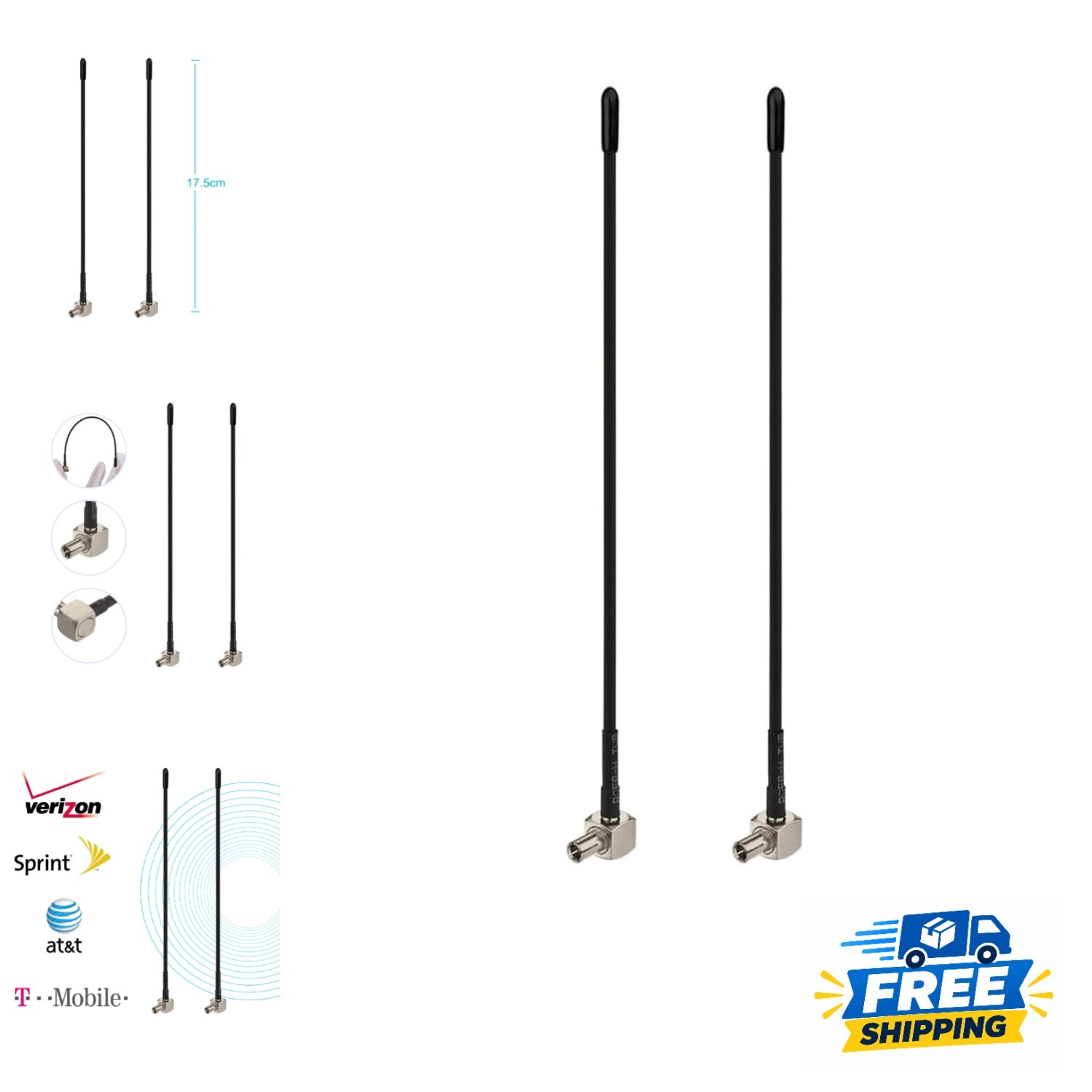 Compact 2-Pack 4G LTE Antenna TS9 - Compatible with Verizon, AT&T, T-Mobile