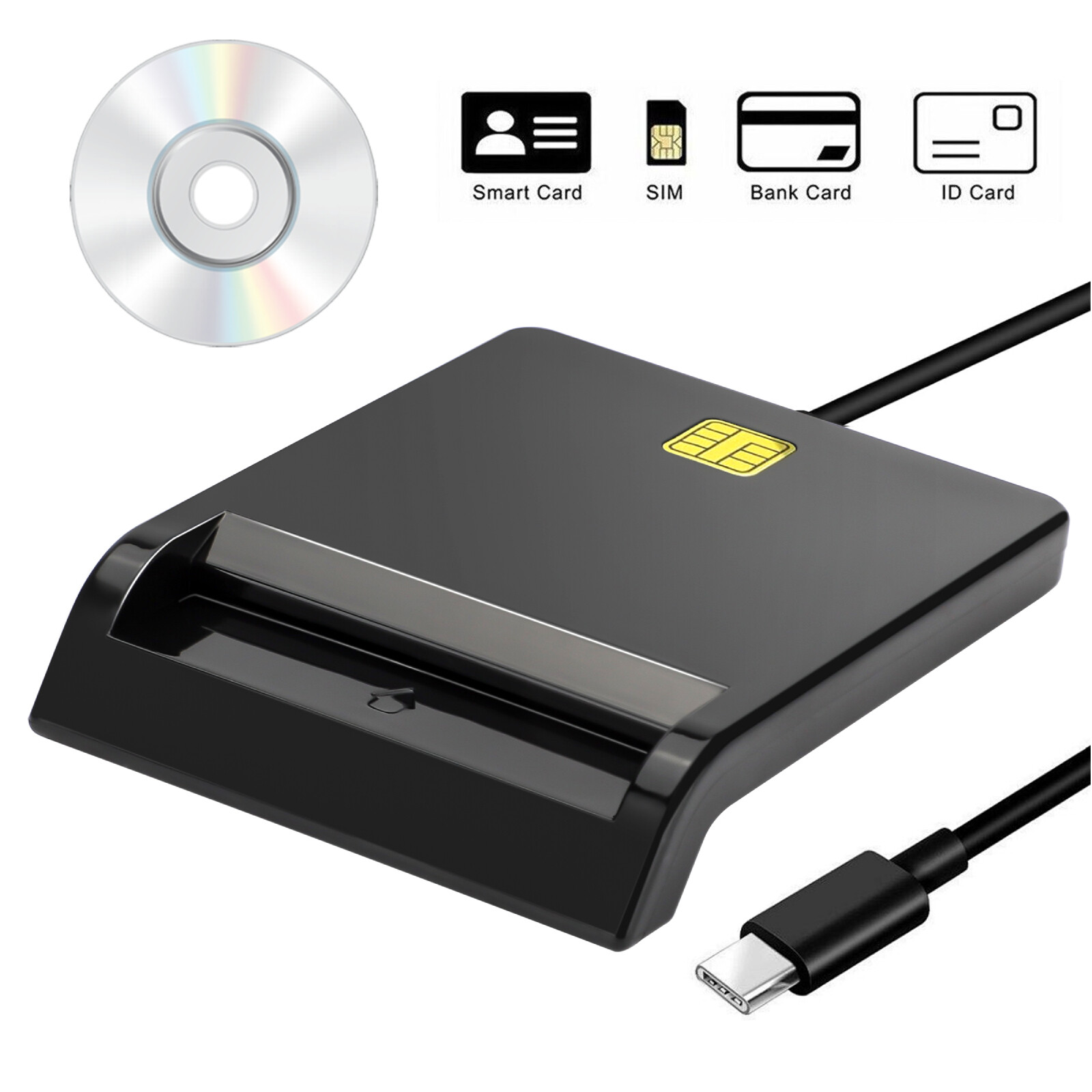Type C Smart CAC Card Reader, DOD Military USB Common Access for Windows Mac OS