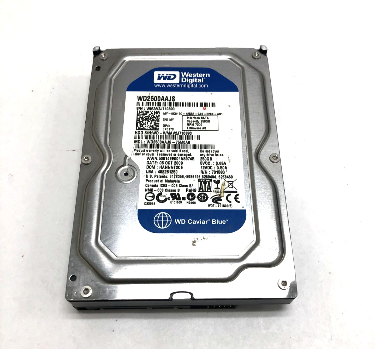 WD Caviar Blue WD2500AAJS-75M0A0 250GB 7200 RPM 3.5" SATA 3 Gb/s Hard Drive